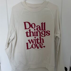 Spiritual Gangster Cream Sweatshirt with Red Accents